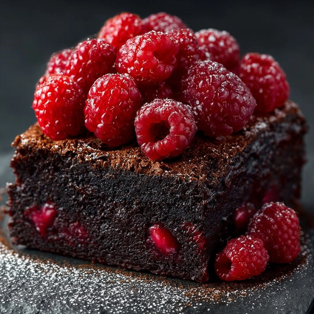 Raspberry No-Bake Brownie Recipe - Recipe Image