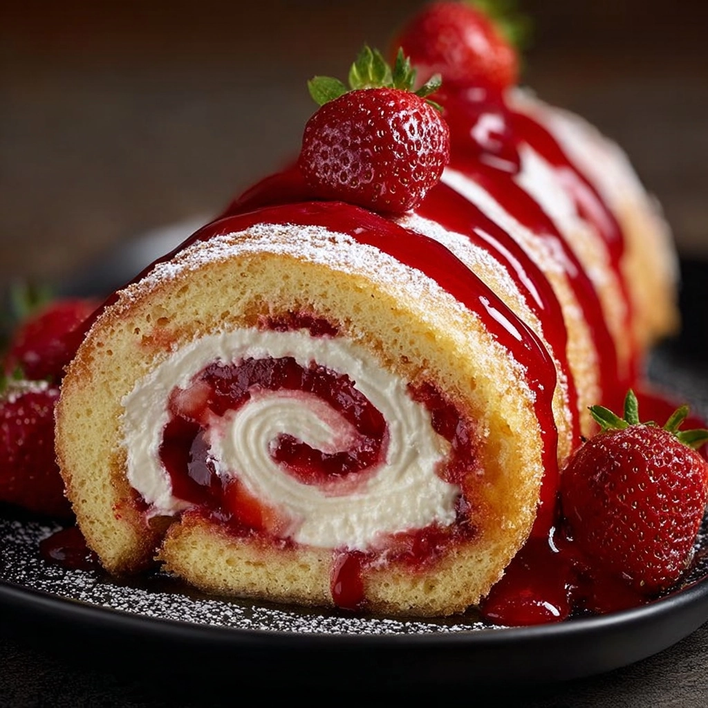 Strawberry Shortcake Cheesecake Dessert Roll Recipe 3 Strawberry Shortcake Cheesecake Dessert Roll Recipe - Recipe Image