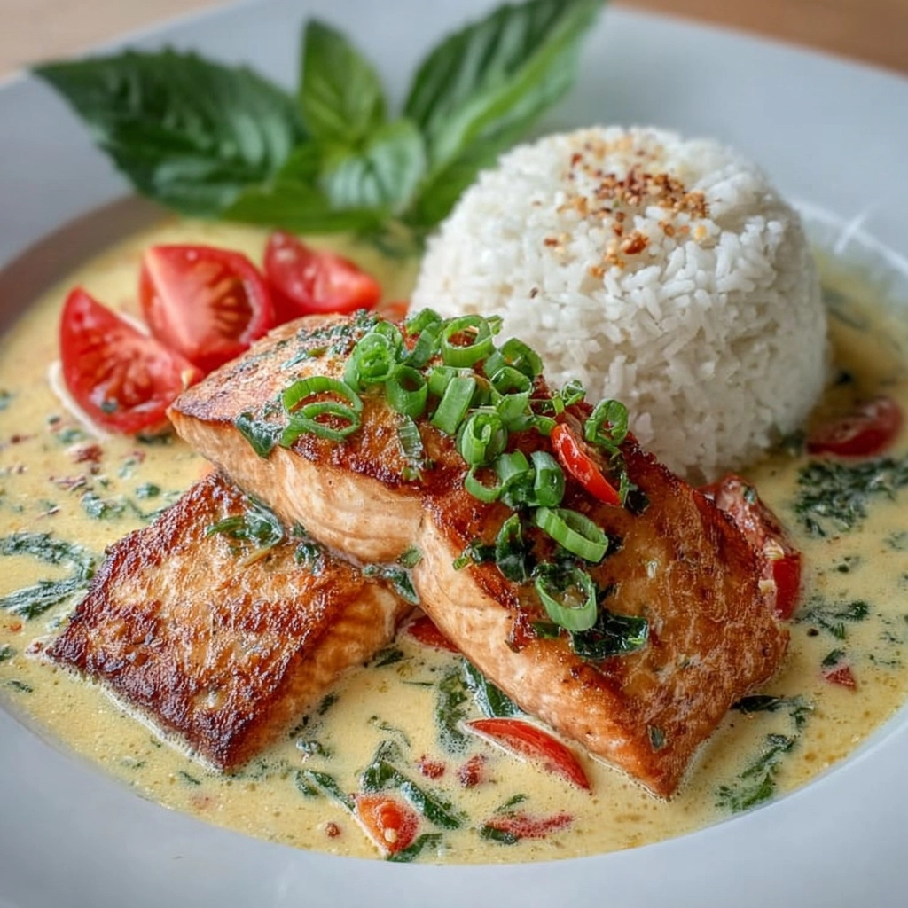 Coconut Curry Salmon with Jasmine Rice Recipe 3 Coconut Curry Salmon with Jasmine Rice Recipe - Recipe Image