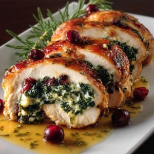 Cranberry & Spinach Stuffed Chicken Breasts with Brie Recipe