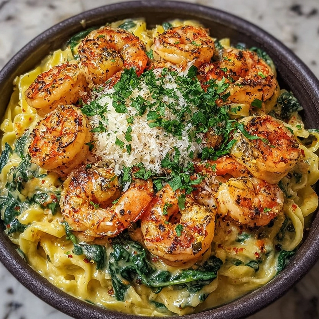 Shrimp Alfredo with Spinach Recipe 3 Shrimp Alfredo with Spinach Recipe - Recipe Image