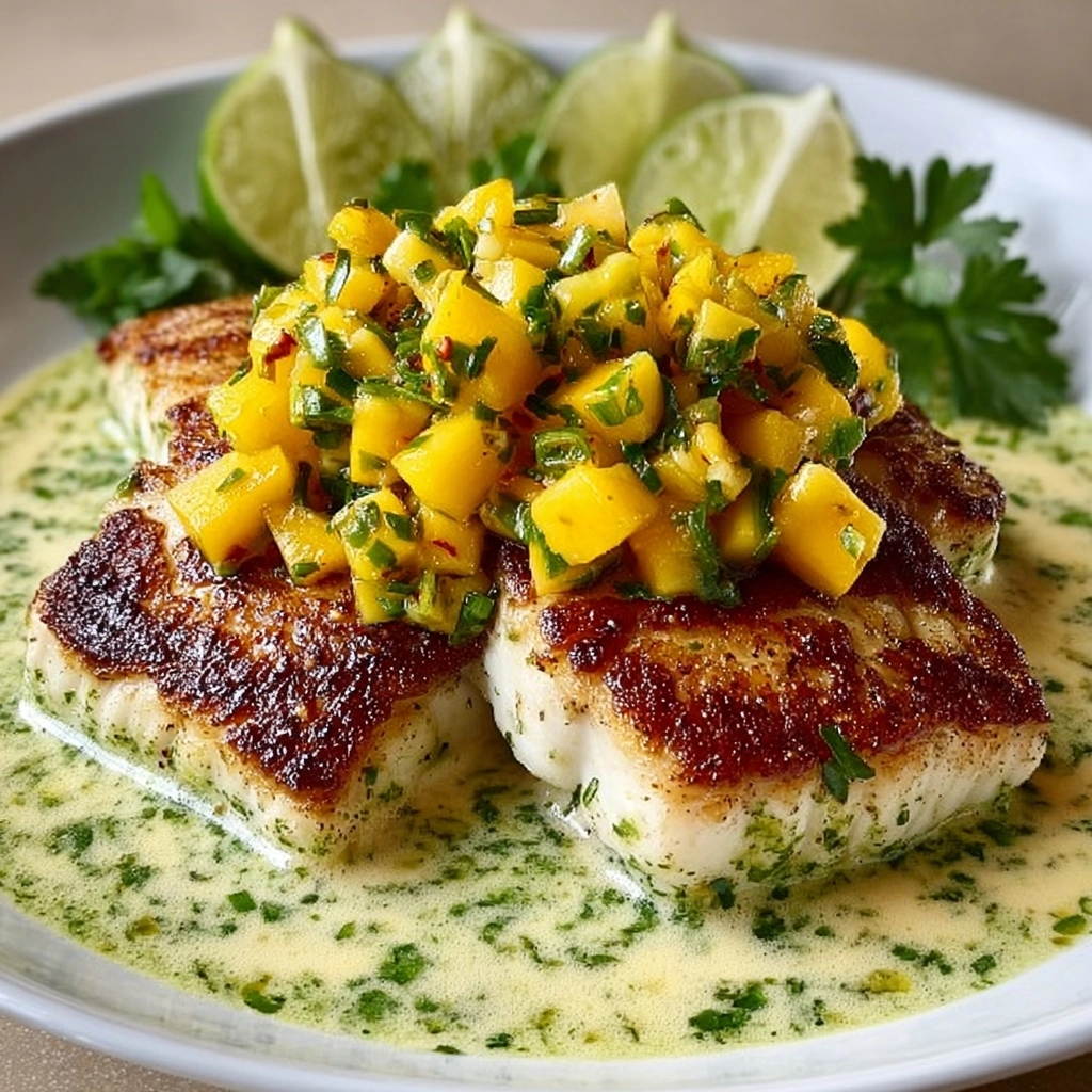 Coconut Lime Fish with Mango Salsa Recipe - Recipe Image