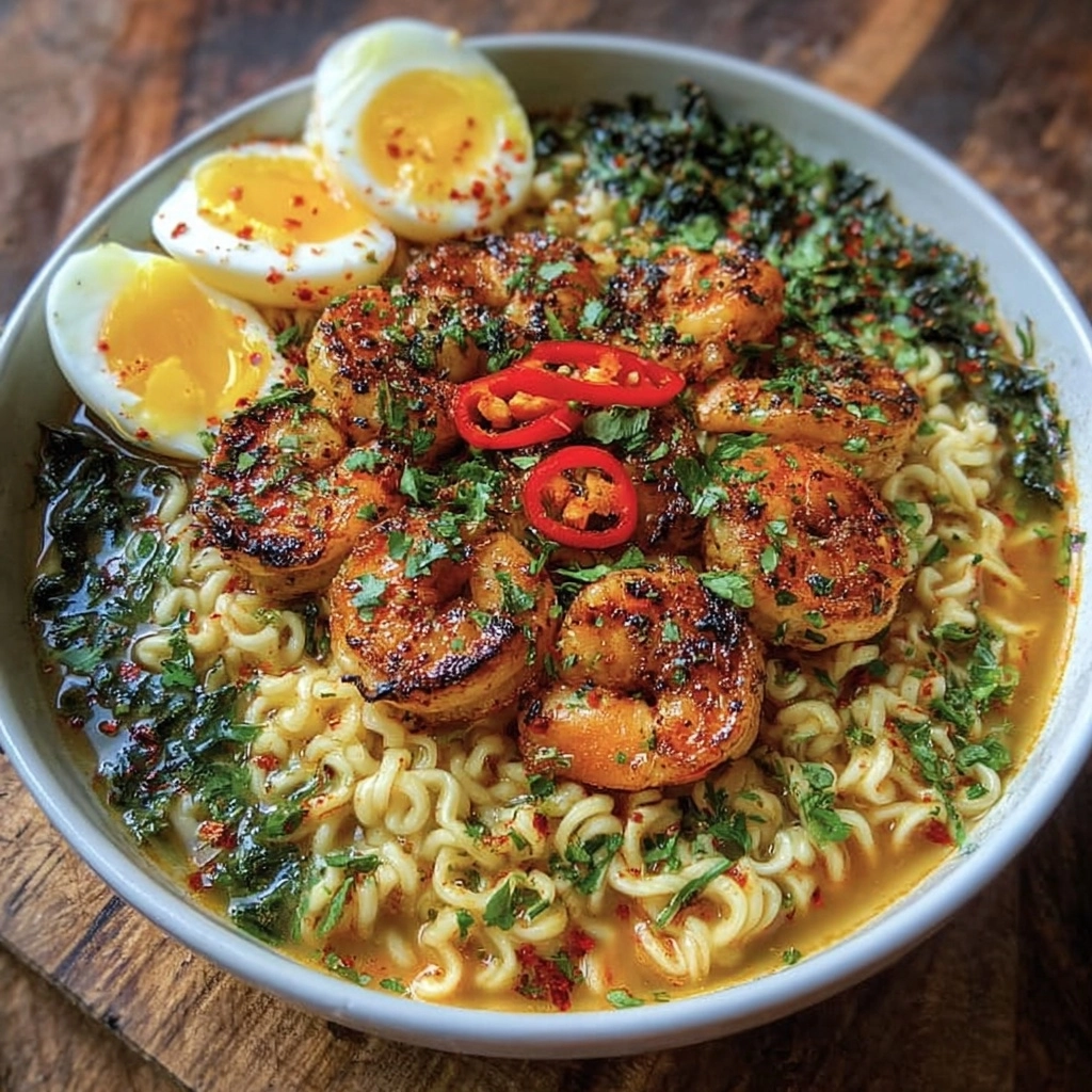 Shrimp Ramen with Soft-Boiled Egg Recipe - Recipe Image