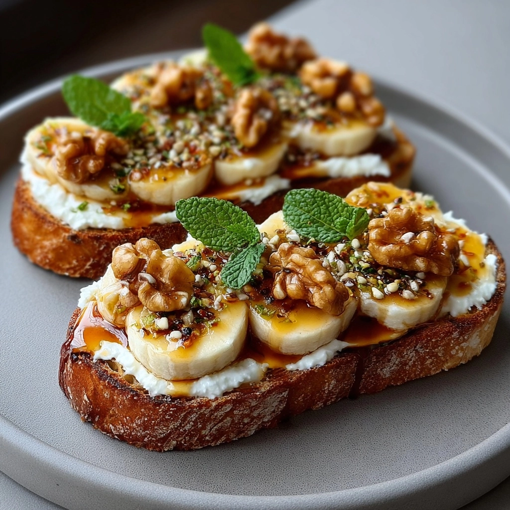 Maple Ricotta Toast with Bananas & Walnuts Recipe - Recipe Image
