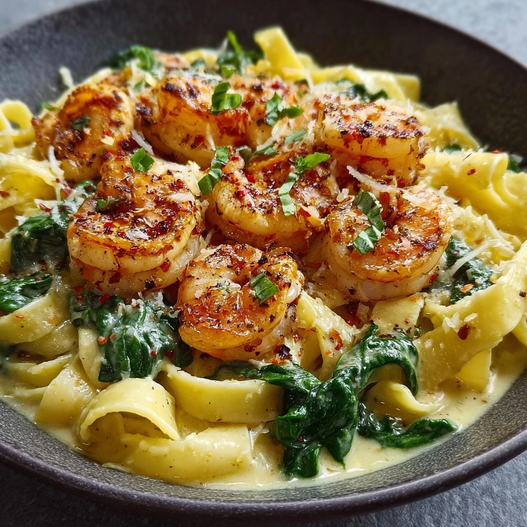 Shrimp Alfredo with Spinach Recipe - Recipe Image