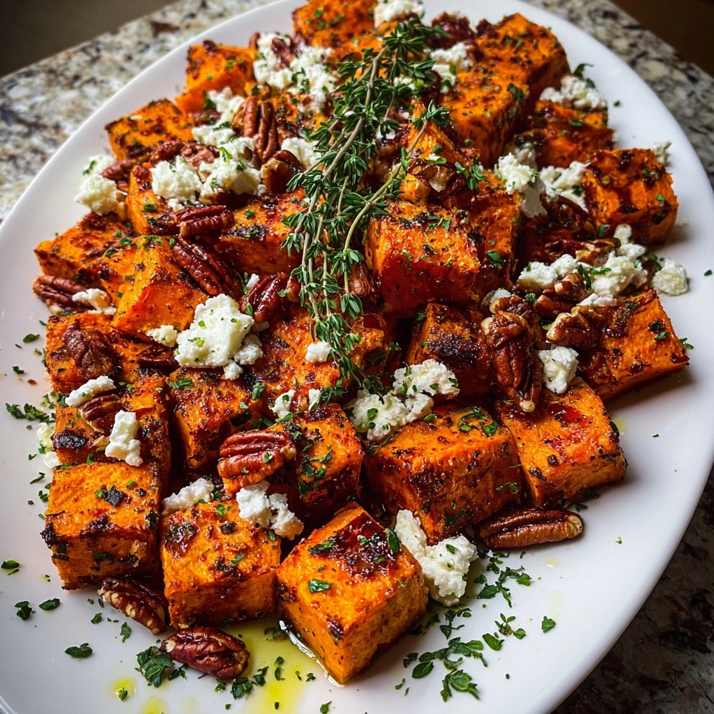 Honey Roasted Sweet Potatoes with Goat Cheese & Pecans Recipe - Recipe Image