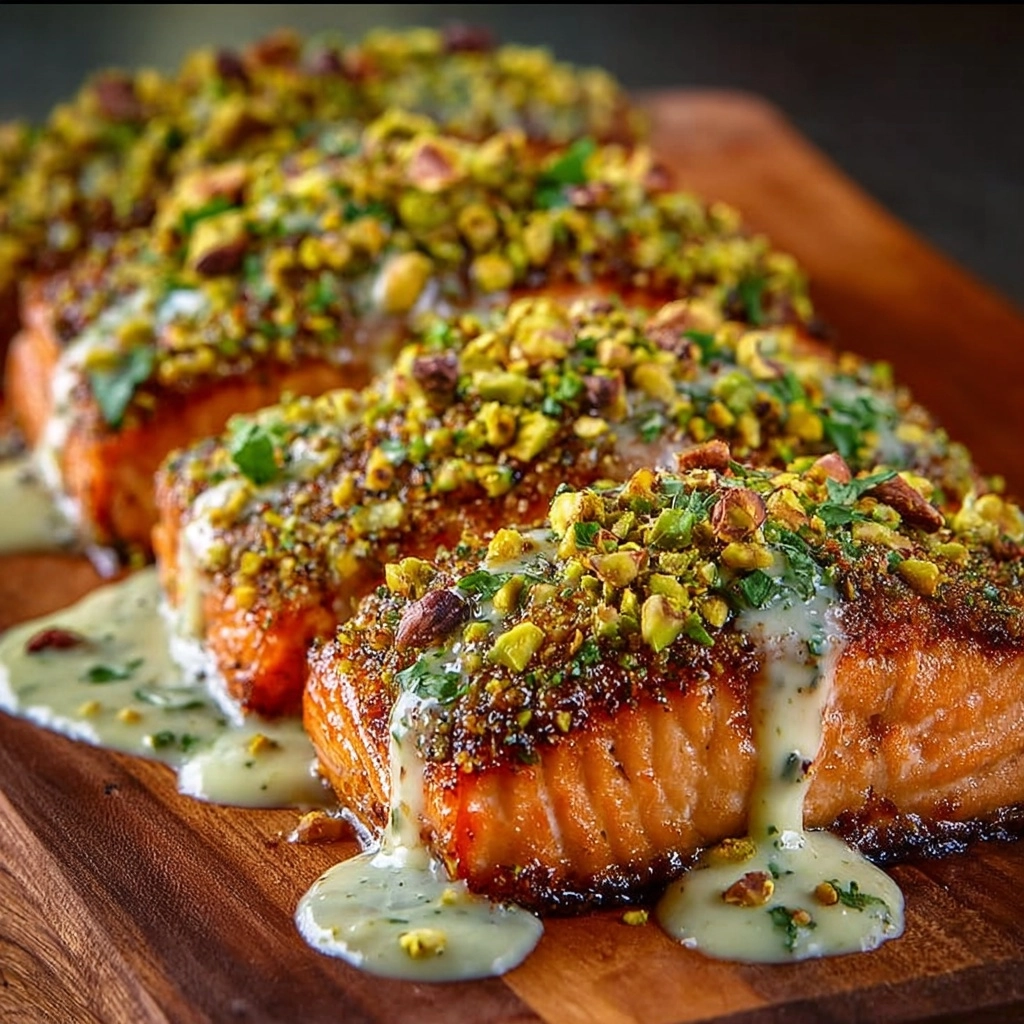 Pistachio Crusted Salmon with Lemon Dill Sauce Recipe 2 Pistachio Crusted Salmon with Lemon Dill Sauce Recipe - Recipe Image
