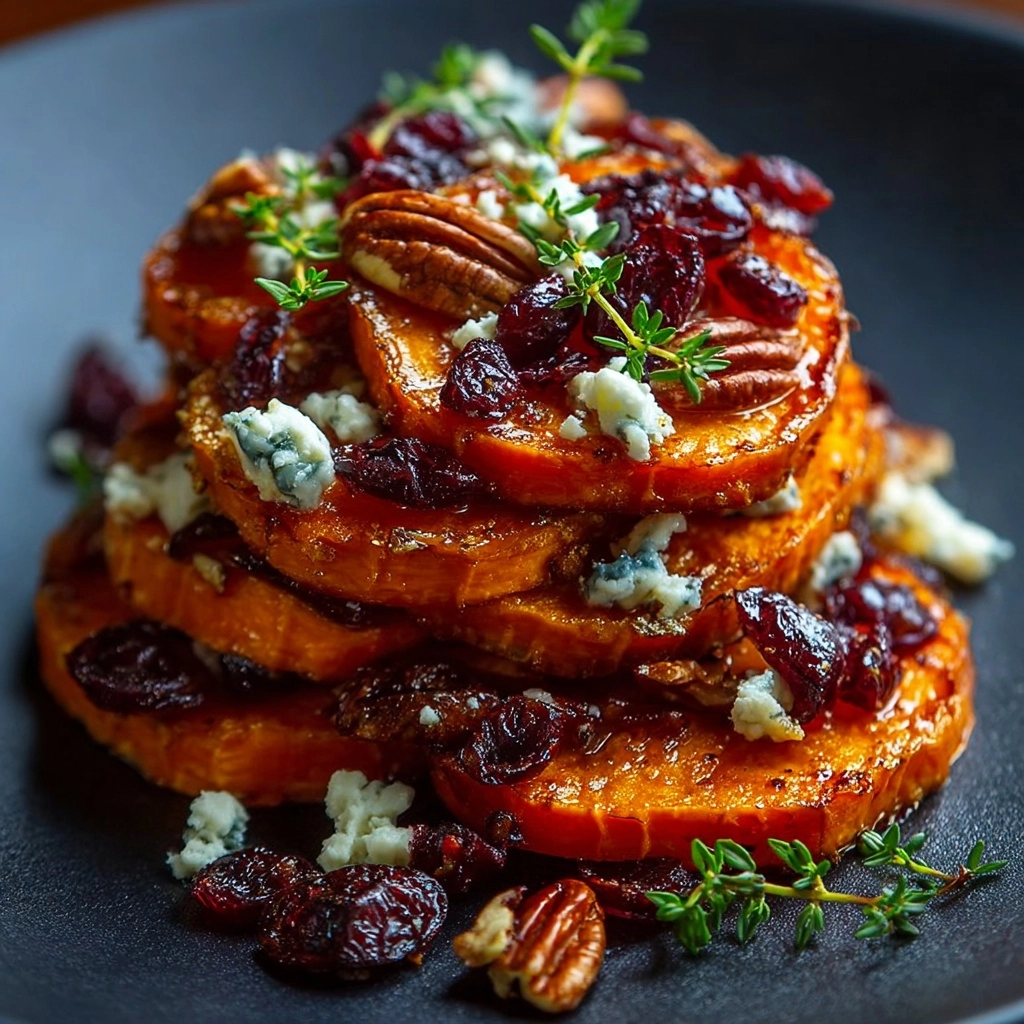 Roasted Sweet Potato Rounds with Honey & Cranberries Recipe - Recipe Image