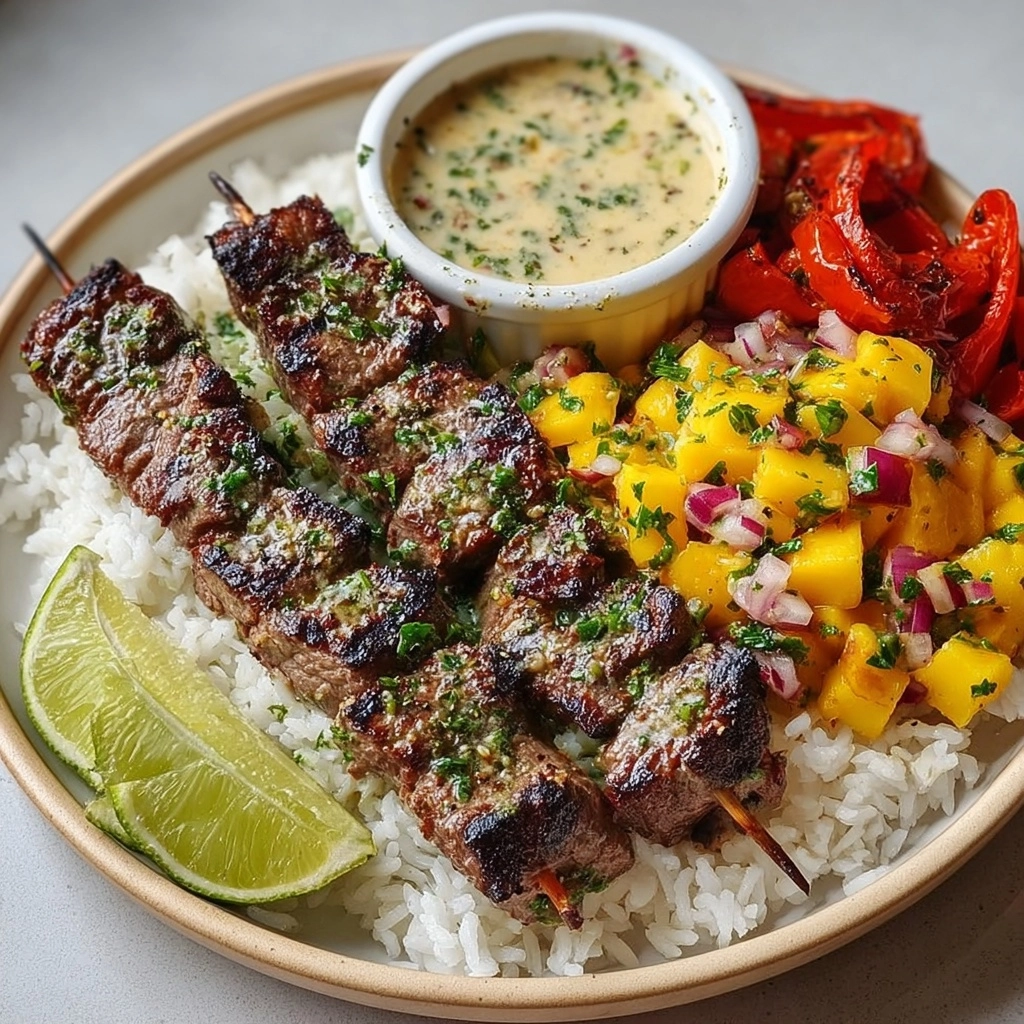Jamaican Jerk Pork Skewers with Mango Salsa Recipe