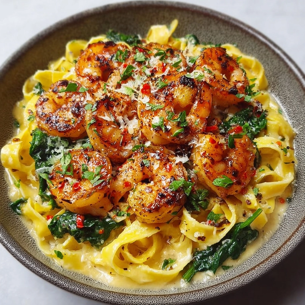 Shrimp Alfredo with Spinach Recipe - Recipe Image