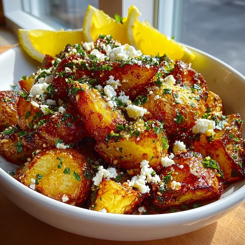 Greek Roast Potatoes with Lemon and Feta Recipe - Recipe Image