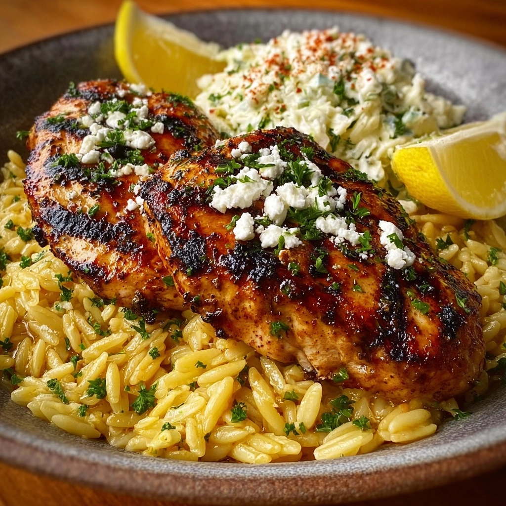 Roasted Lemon Feta Chicken with Garlic Orzo Recipe