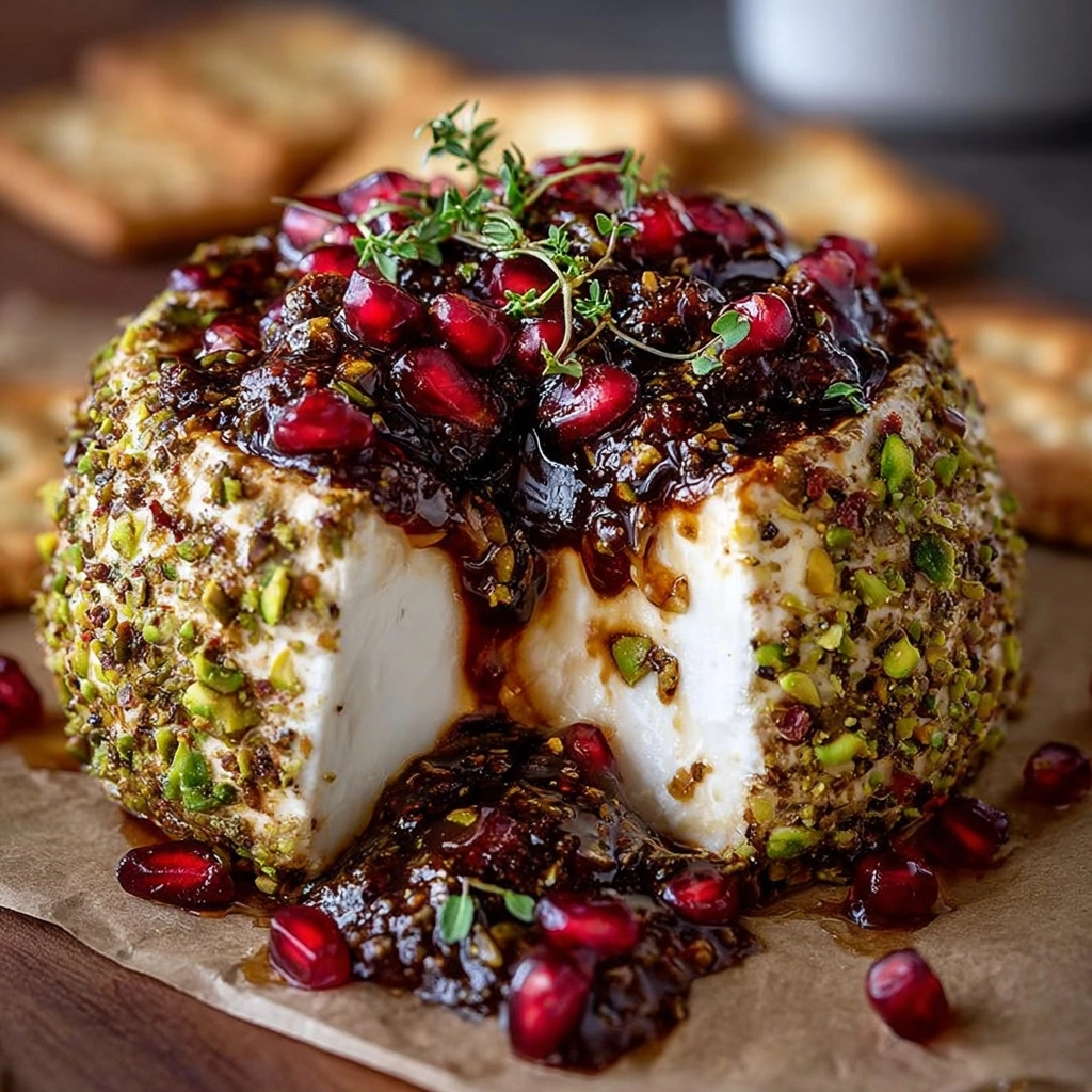 Pistachio-Crusted Brie with Pomegranate Glaze Recipe - Recipe Image