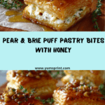 Pear and Brie Puff Pastry Bites with Honey Drizzle Recipe