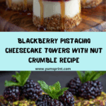 Blackberry Pistachio Cheesecake Towers with Nut Crumble Recipe