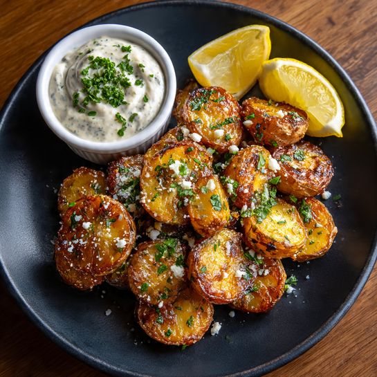 Lemon and Feta with Creamy Garlic Sauce Recipe - Recipe Image