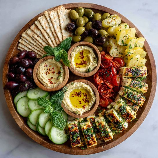 i Mezze Platter with Chili Honey Drizzle Recipe - Recipe Image