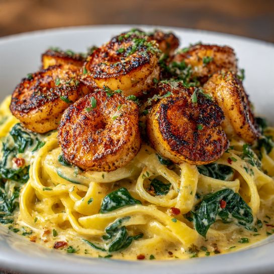 Shrimp Alfredo with Spinach Recipe