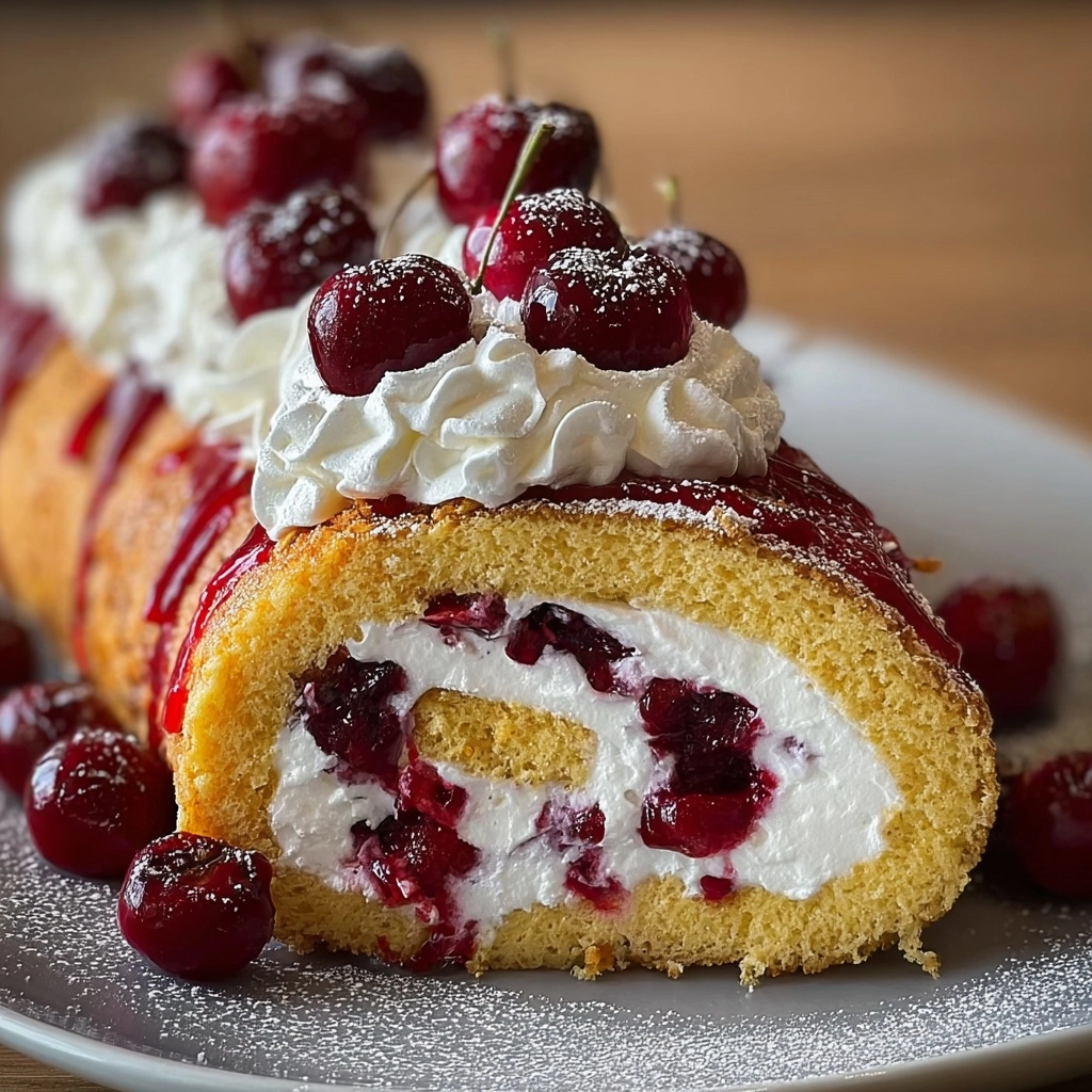 Cherry Cheesecake Cake Roll Recipe