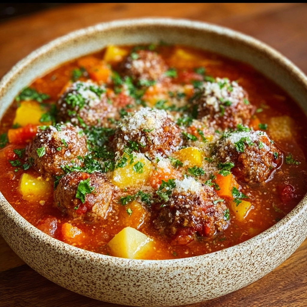 Hearty Meatball and Vegetable Soup Recipe - Recipe Image