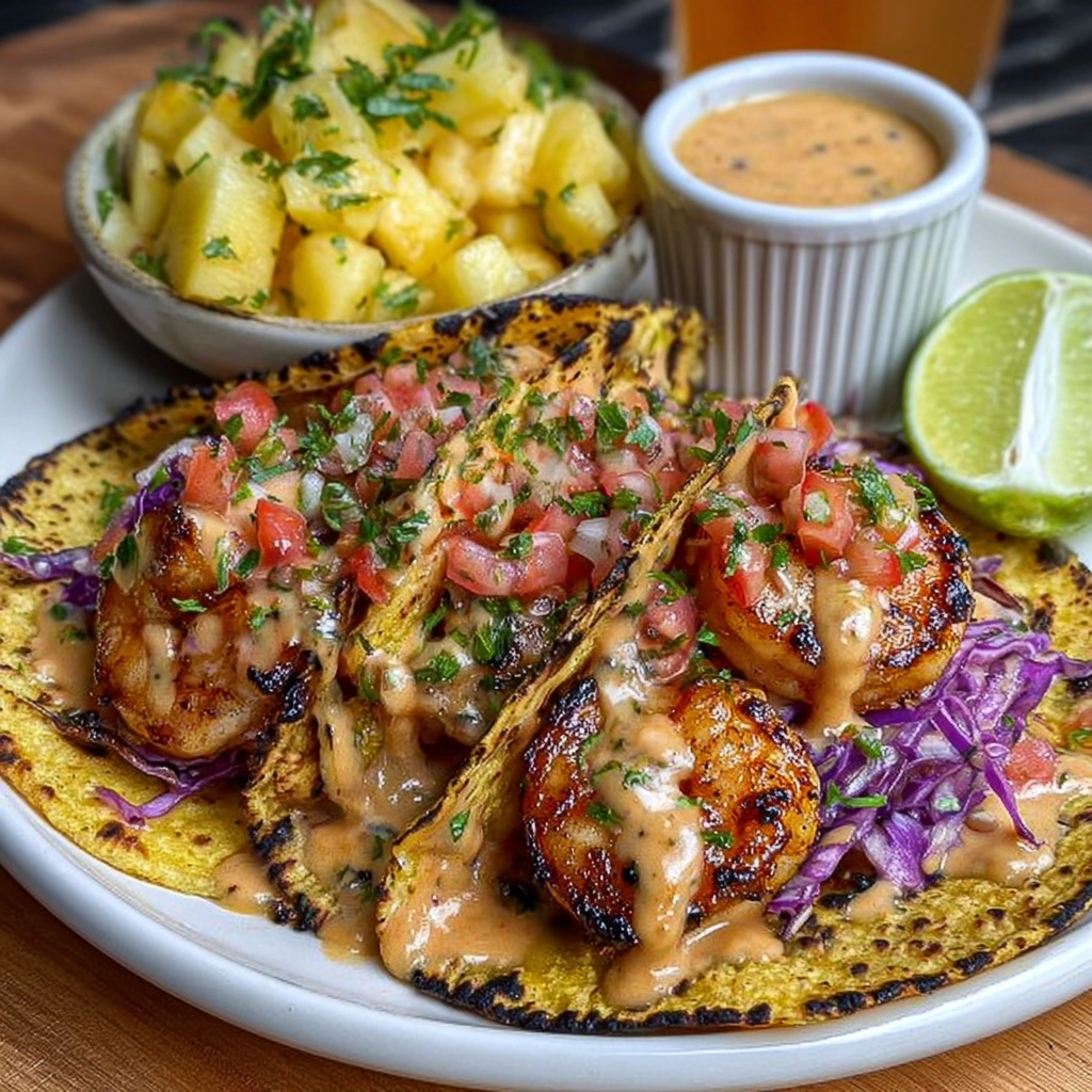Jerk Shrimp Tacos with Pineapple Salsa Recipe - Recipe Image