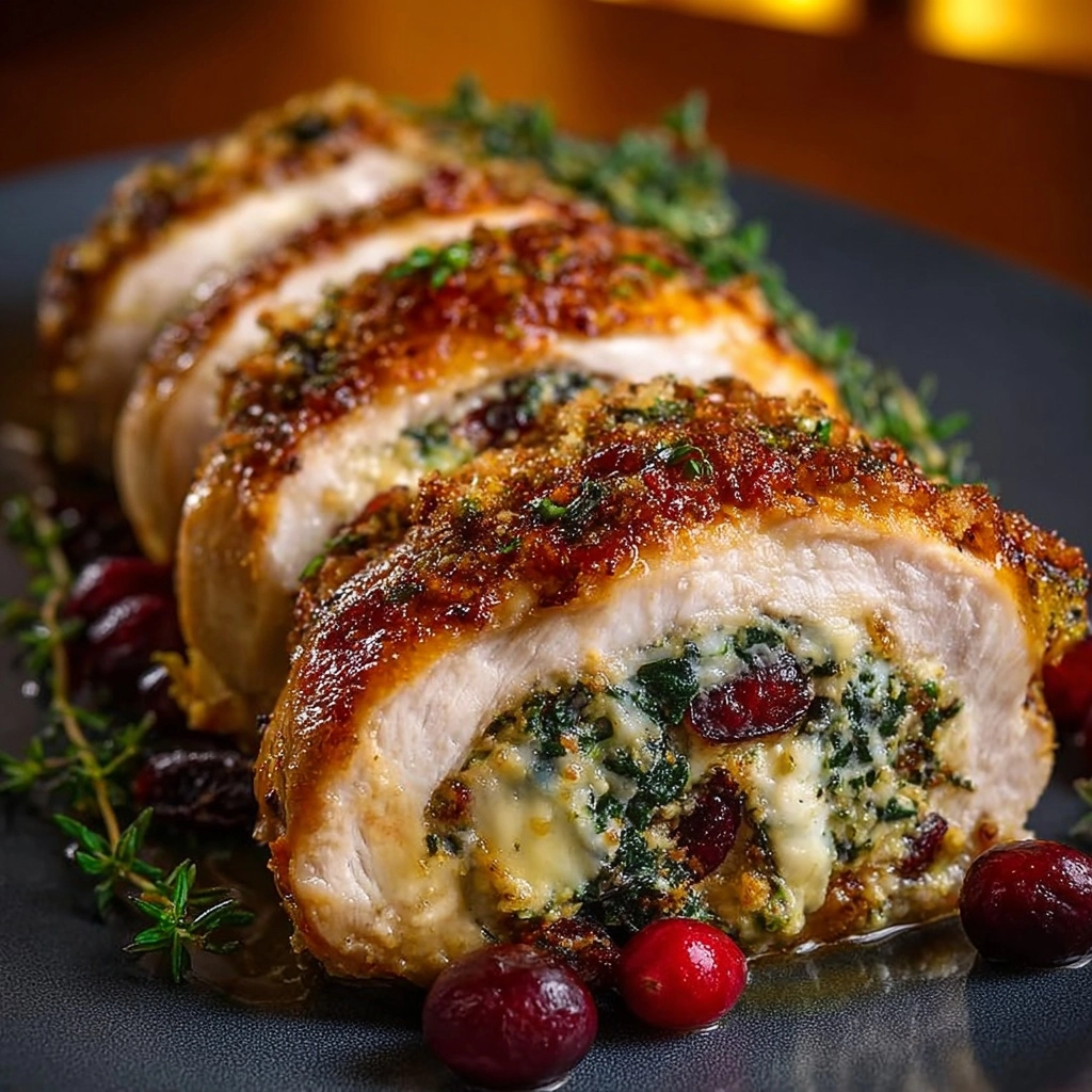 Cranberry & Spinach Stuffed Chicken with Brie Recipe