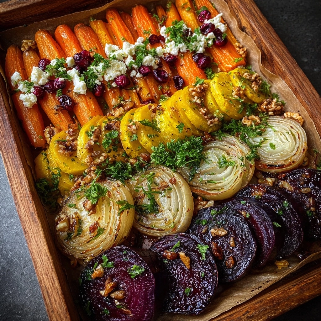 Roasted Root Veg Medley with Lemon Feta & Cranberry Relish Recipe - Recipe Image