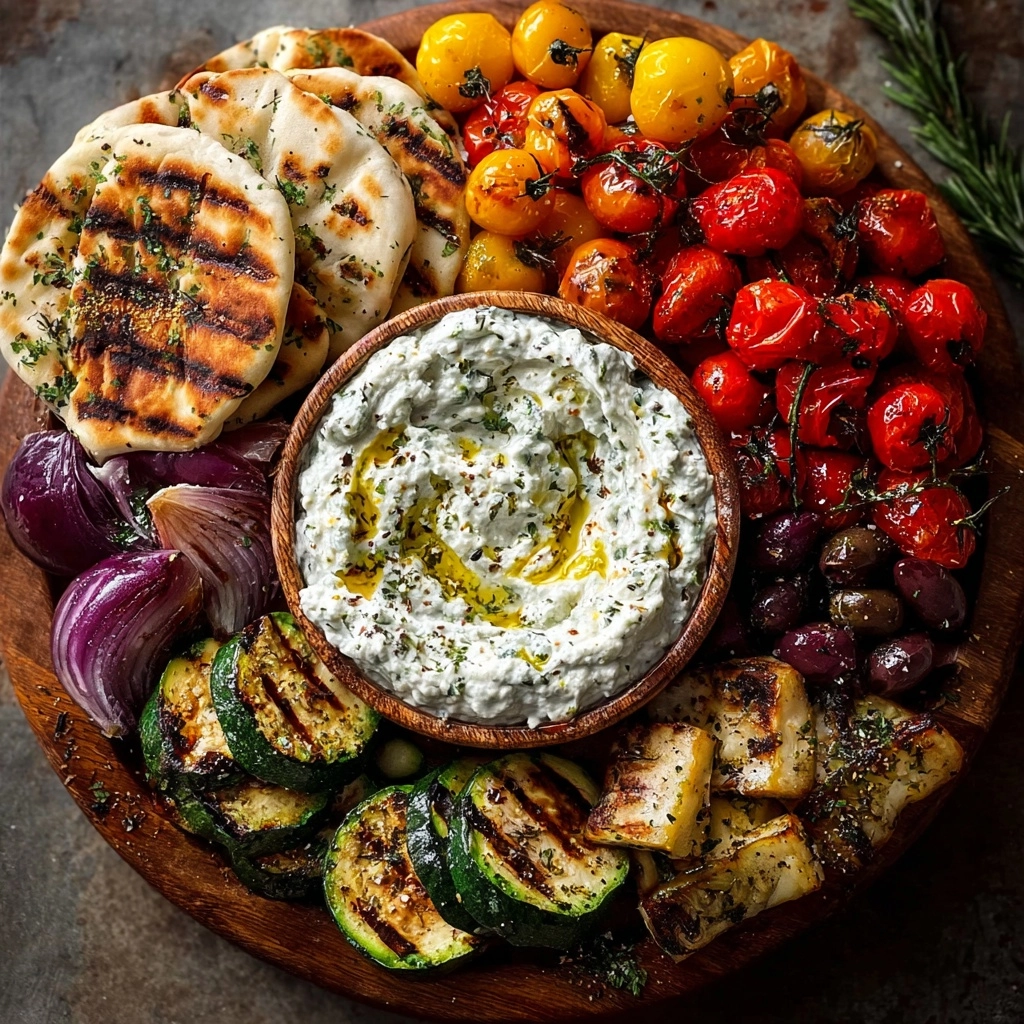 Creamy Feta & Roasted Veggie Mezze Board Recipe