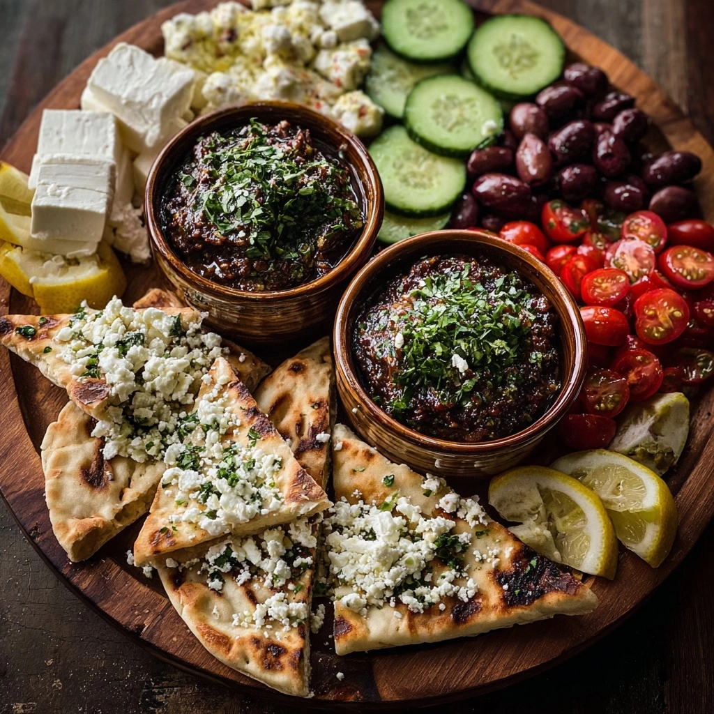 Greek Appetizer Board with Olive Tapenade and Pita Chips Recipe - Recipe Image
