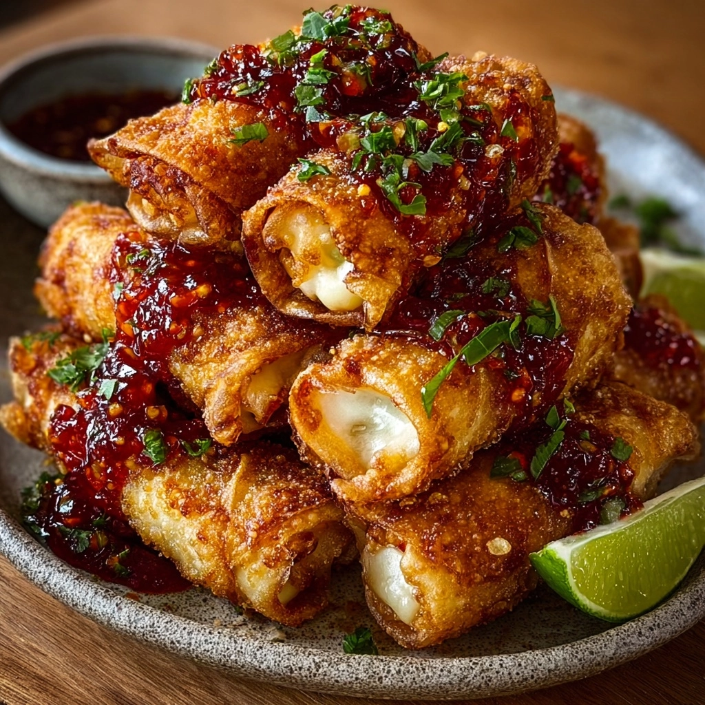 Crispy Baked Halloumi Rolls with Hot Chili Honey Recipe - Recipe Image