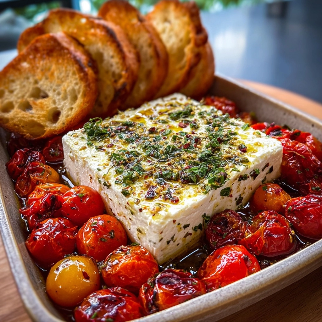 Baked Feta with Roasted Tomatoes & Herbs Recipe