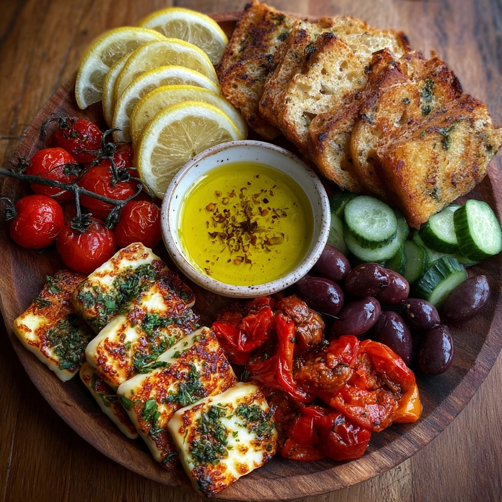 Greek Halloumi Mezze Platter with Lemon Drizzle Recipe - Recipe Image