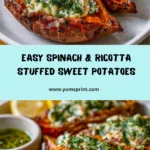 Spinach & Ricotta Stuffed Sweet Potatoes with Herb Drizzle Recipe