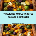 Maple-Roasted Squash & Brussels Sprouts with Feta & Walnuts Recipe