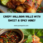 Crispy Halloumi Rolls with Hot Chili Honey Drizzle Recipe