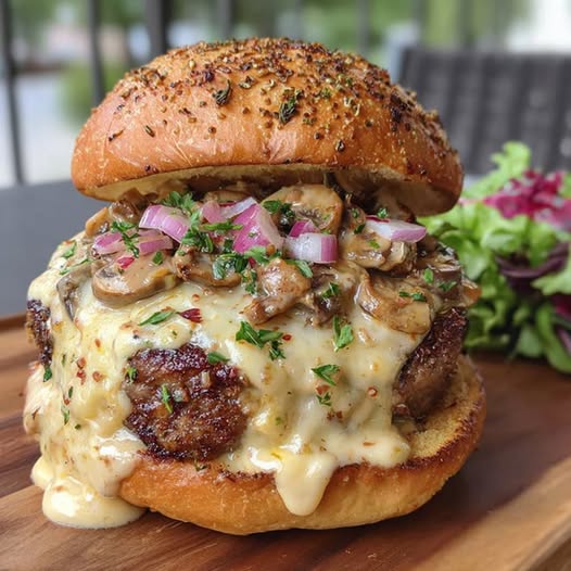 Mushroom Swiss Burger Recipe 2 Mushroom Swiss Burger Recipe - Recipe Image