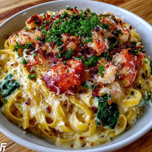 Lobster Alfredo with Spinach Recipe 3 Lobster Alfredo with Spinach Recipe - Recipe Image