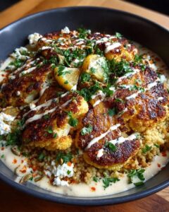 Roasted Cauliflower Couscous Bowl with Feta & Lemon Tahini Recipe