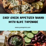 Greek Appetizer Board with Olive Tapenade and Pita Chips Recipe