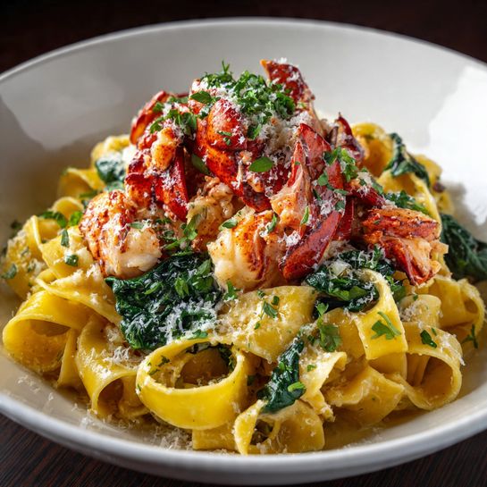 Lobster Alfredo with Spinach Recipe - Recipe Image