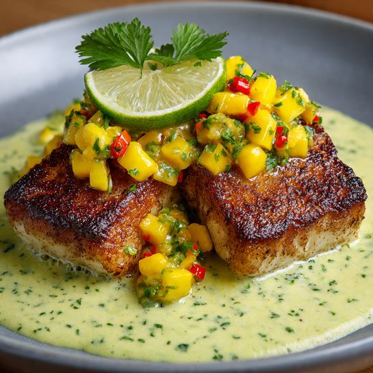 Coconut Lime Fish with Mango Salsa Recipe 2 Coconut Lime Fish with Mango Salsa Recipe - Recipe Image