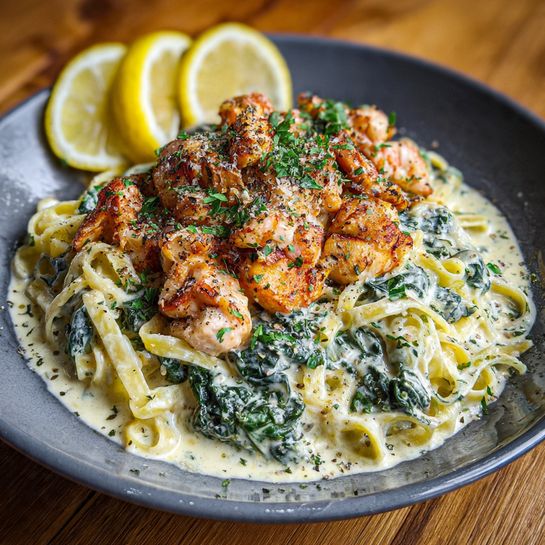 Lobster Alfredo with Spinach Recipe