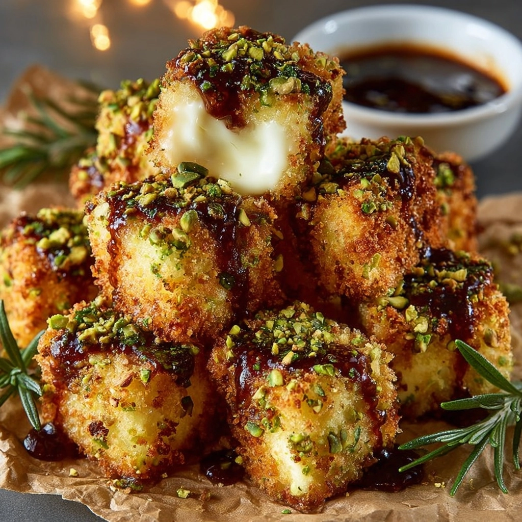 Pistachio-Crusted Brie Bites with Fig Honey Glaze Recipe - Recipe Image