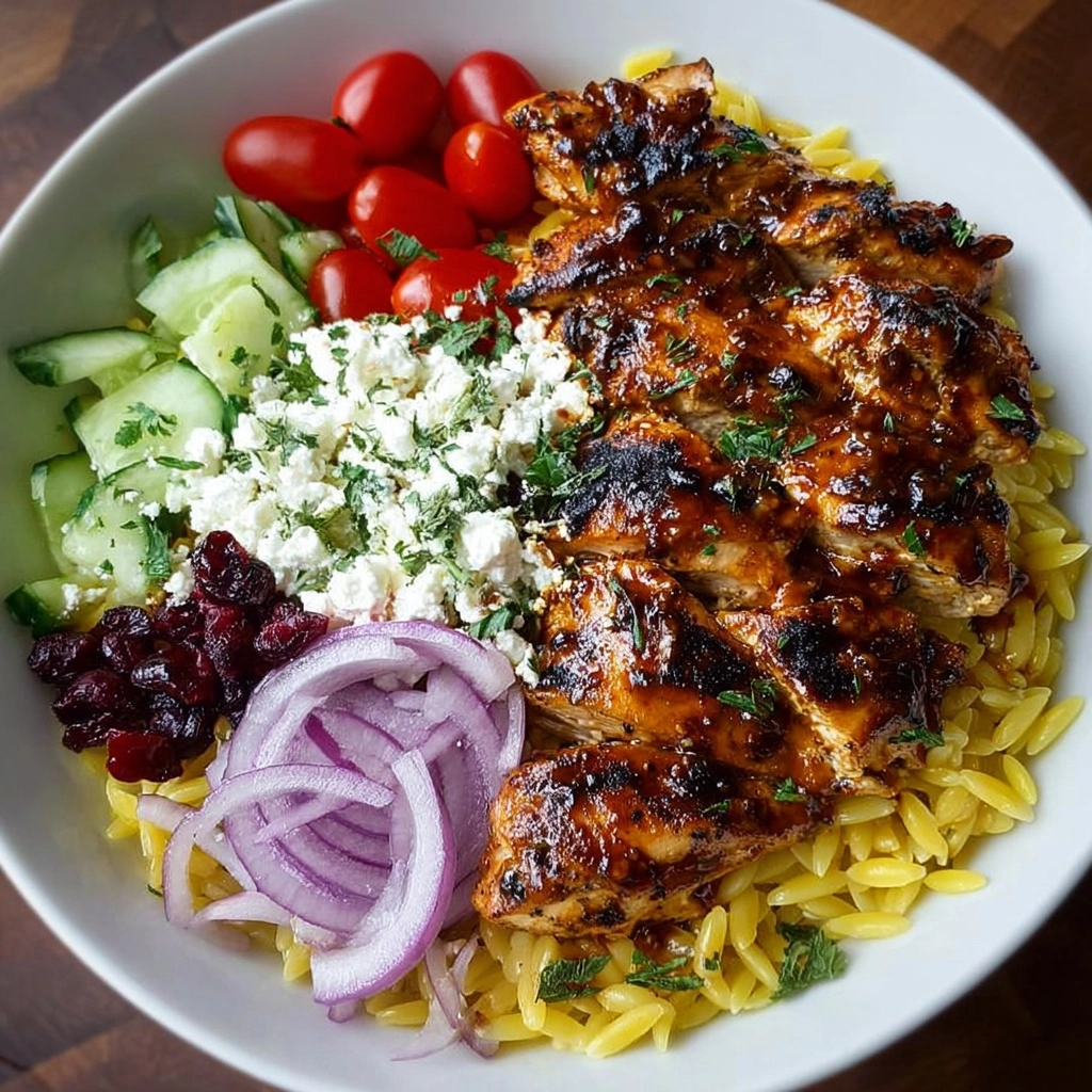 Mediterranean Chicken & Orzo Bowl with Cranberries Recipe - Recipe Image