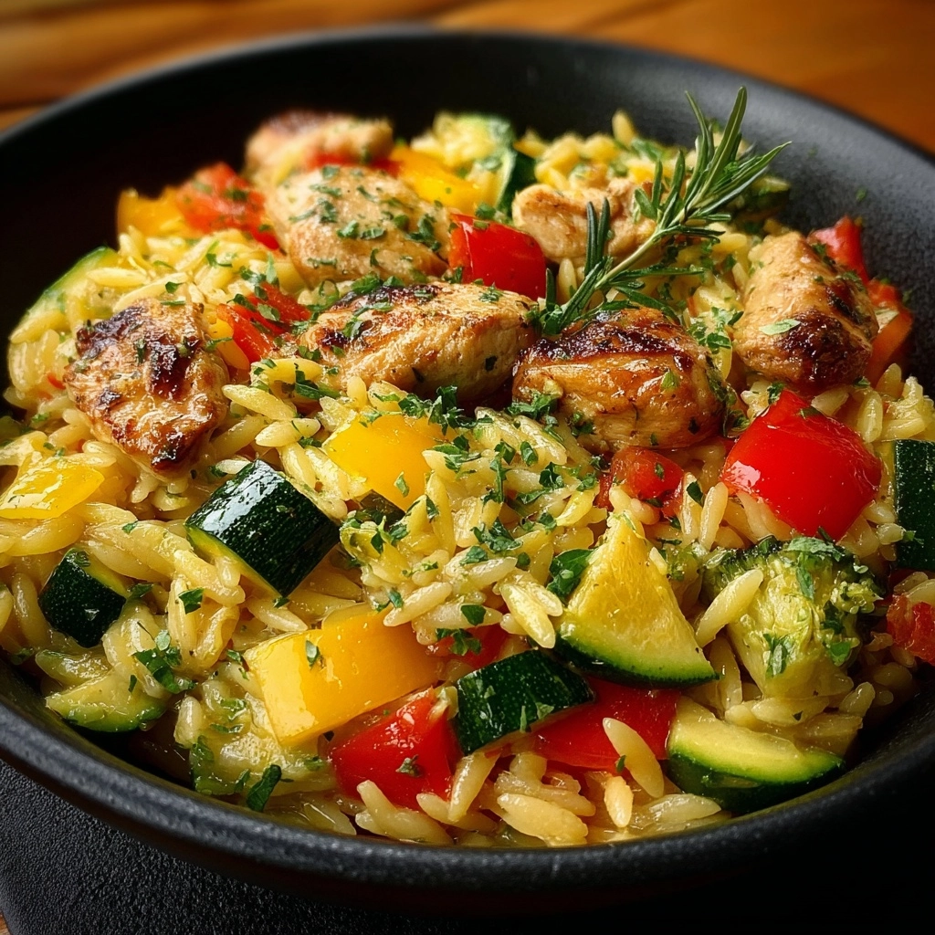 Lemon Chicken & Veggie Orzo Stir Fry Recipe
