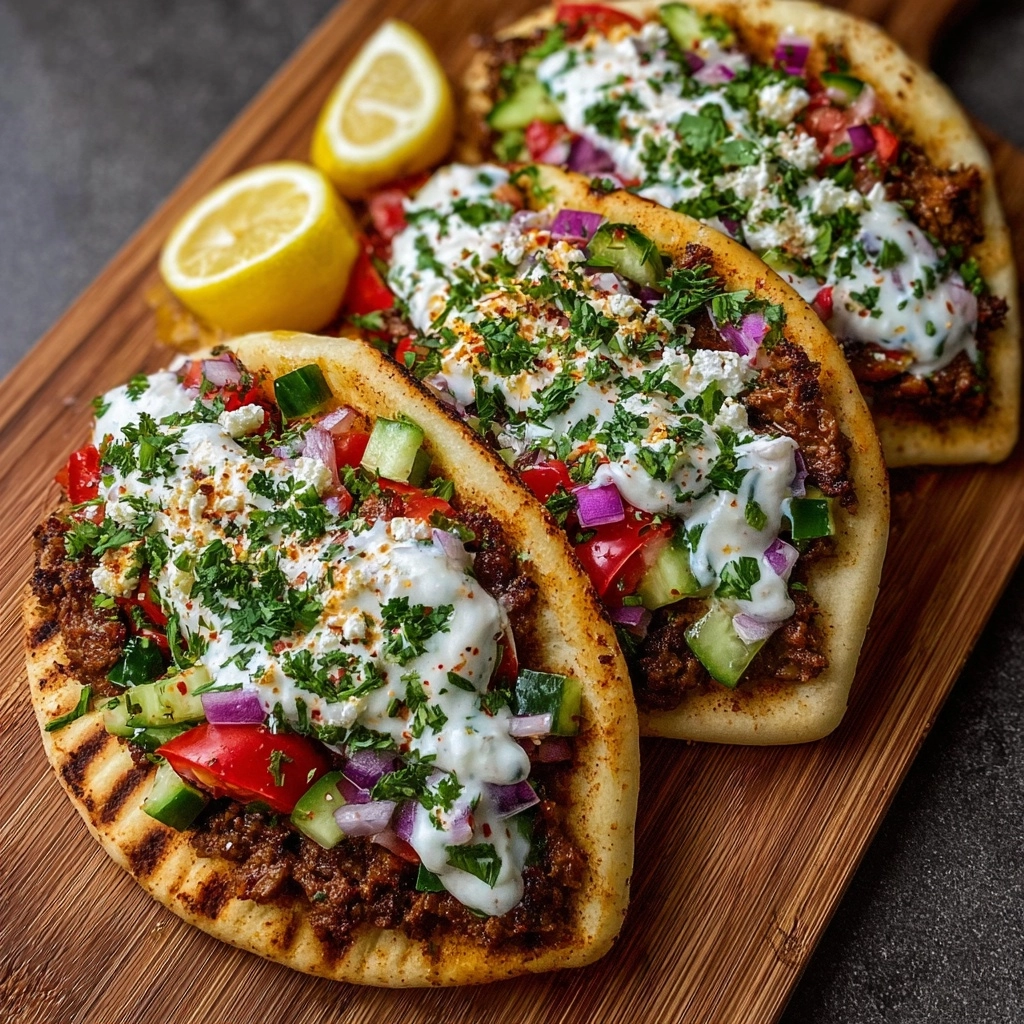 Mediterranean Ground Beef Pita Wraps Recipe - Recipe Image