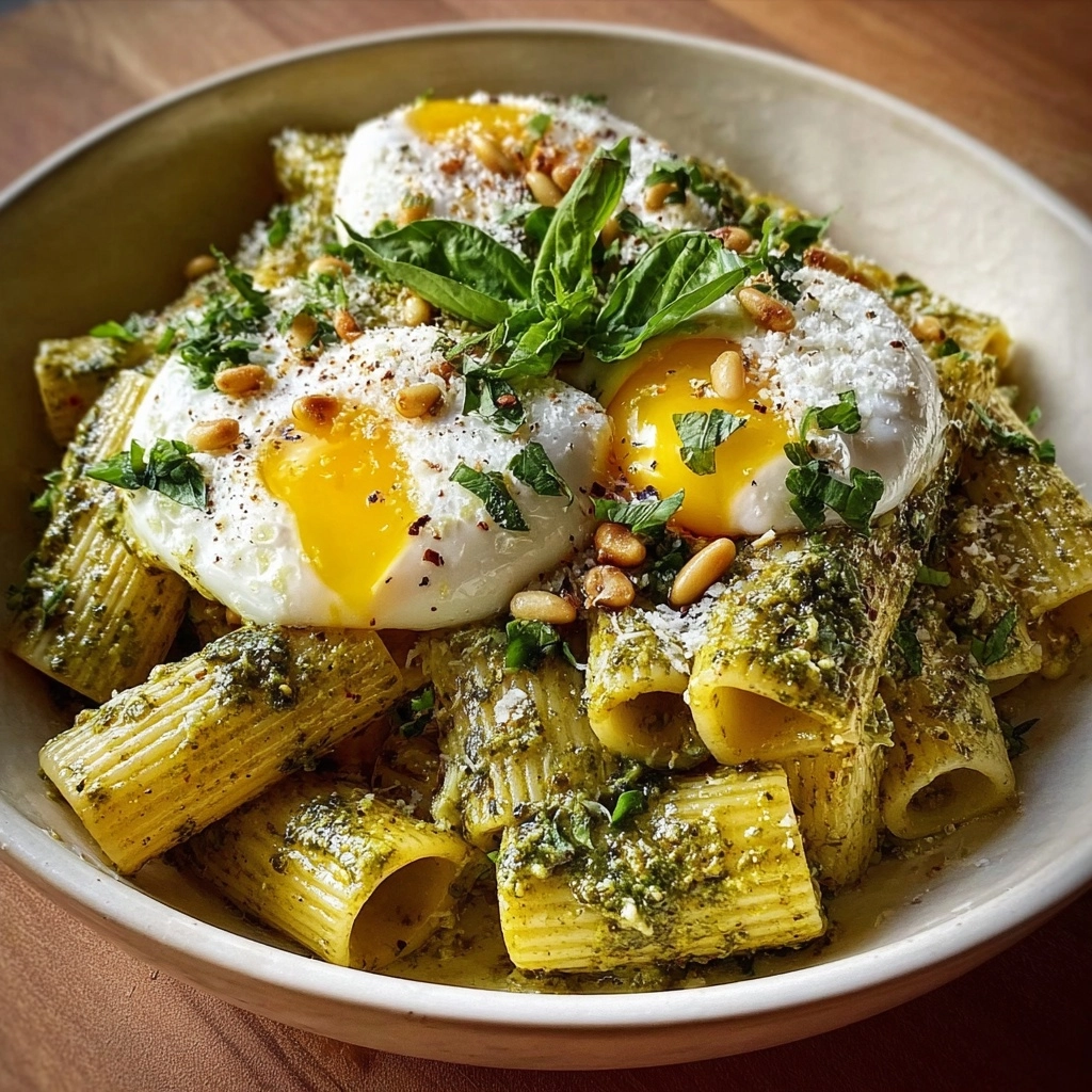 Lemon Pesto Rigatoni with Burrata & Roasted Pine Nuts Recipe - Recipe Image