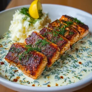 Garlic Butter Salmon with Creamy Dill Yogurt Recipe