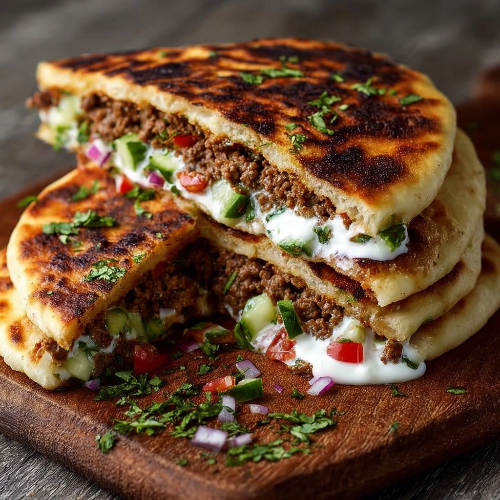 Mediterranean Ground Beef Stuffed Pita Pockets Recipe - Recipe Image