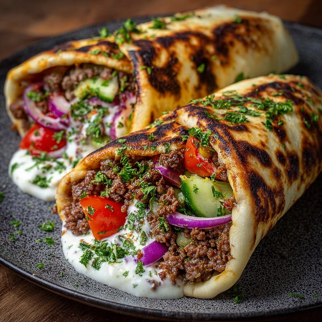 Mediterranean Ground Beef Pita Wraps Recipe